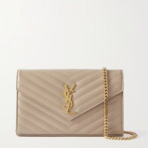 Saint Laurent - Cassandre Chain matelassé textured-leather wallet